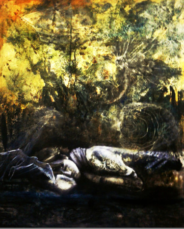 Картина под названием "Сон в поезде #artis…" - Olga Pichkurova, Подлинное произведение искусства, Масло