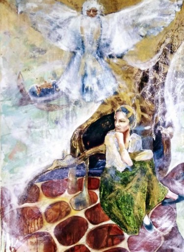 Peinture intitulée "Гамаюн #artistsuppo…" par Olga Pichkurova, Œuvre d'art originale, Huile