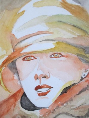Peinture intitulée "La dame au chapeau" par Pichov, Œuvre d'art originale, Huile