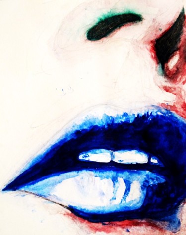 Peinture intitulée "Blue Lips" par Pichov, Œuvre d'art originale, Huile