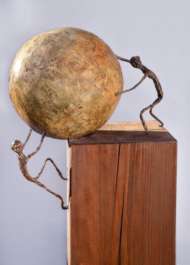 Sculpture intitulée ""Les Voleurs de Lun…" par Picrate, Œuvre d'art originale, Bois