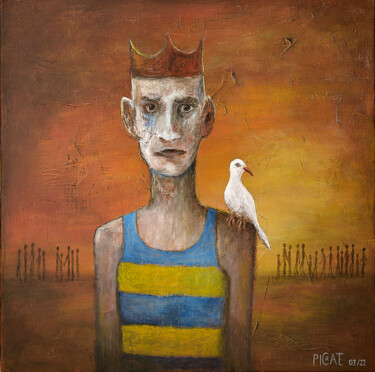 Peinture intitulée ""White Bird"" par Picrate, Œuvre d'art originale, Acrylique