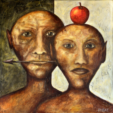 Malerei mit dem Titel "Adam Tell et Eve sé…" von Picrate, Original-Kunstwerk