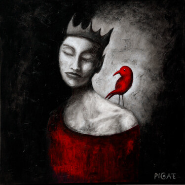 Картина под названием ""Reine à l'Oiseau"" - Picrate, Подлинное произведение искусства, Акрил