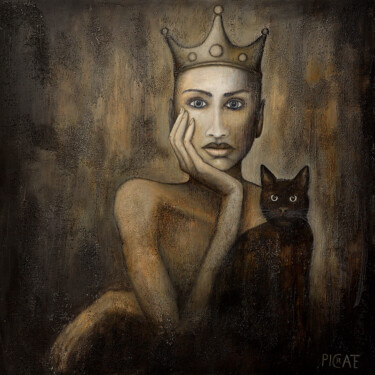 Painting titled ""New York Cat Queen"" by Picrate, Original Artwork, Acrylic