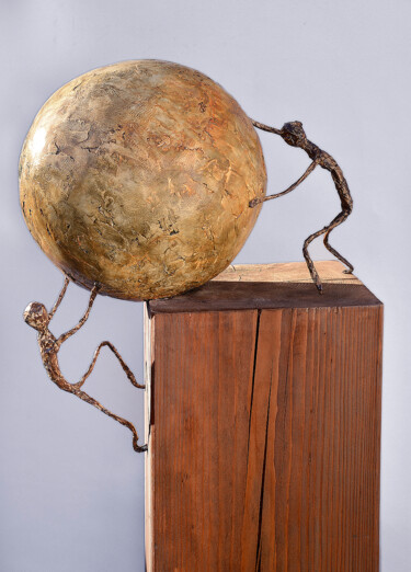 Skulptur mit dem Titel ""Les Voleurs de Lun…" von Picrate, Original-Kunstwerk, Holz