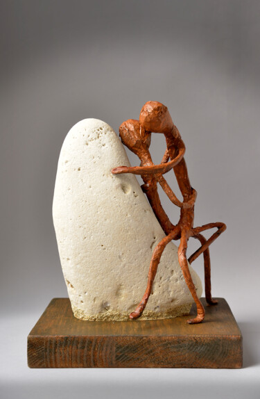 Sculpture intitulée ""Le baiser du Bord…" par Picrate, Œuvre d'art originale, Métaux