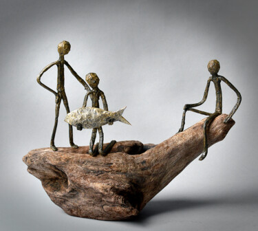 Escultura titulada ""L'Offrande"" por Picrate, Obra de arte original, Madera