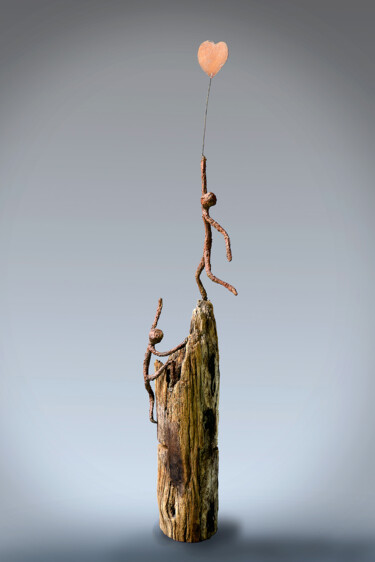 Скульптура под названием ""Attends-moi !"" - Picrate, Подлинное произведение искусства, Дерево