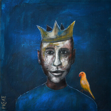 Malerei mit dem Titel ""Blue Note King"" von Picrate, Original-Kunstwerk, Acryl