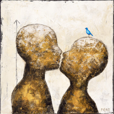 Malarstwo zatytułowany „Cupidon et l'Oiseau…” autorstwa Picrate, Oryginalna praca, Akryl