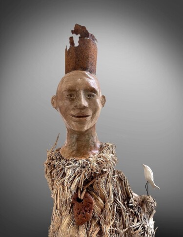 Sculpture titled "Le Guerrier Apaisé" by Picrate, Original Artwork, Clay