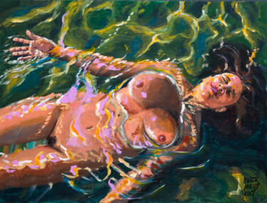 Malerei mit dem Titel "Belleza flotante" von Pictor Mulier, Original-Kunstwerk, Acryl