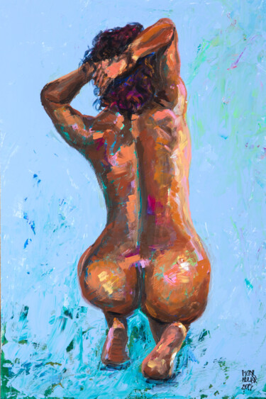 Peinture intitulée "Desnuda en cuclillas" par Pictor Mulier, Œuvre d'art originale, Acrylique