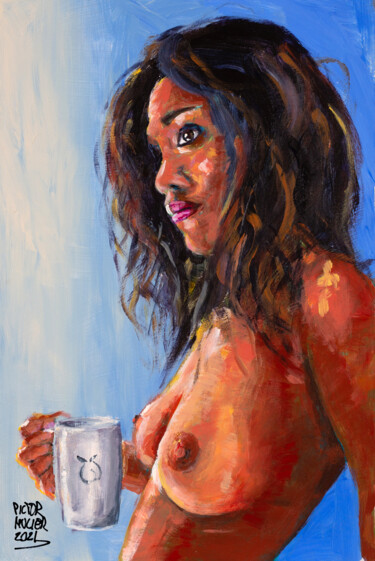 Painting titled "Nota Mu naked takin…" by Pictor Mulier, Original Artwork, Acrylic