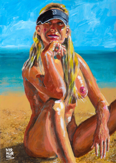 Painting titled "Jessie relaxed and…" by Pictor Mulier, Original Artwork, Acrylic