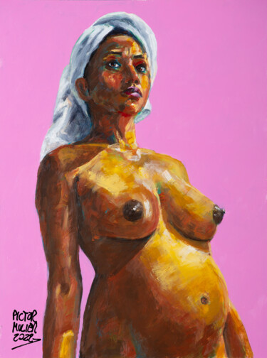 Painting titled "Nota Mu embarazada" by Pictor Mulier, Original Artwork, Acrylic