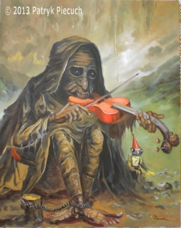 Painting titled "Bitter Rain" by Patryk Piecuch, Original Artwork, Oil