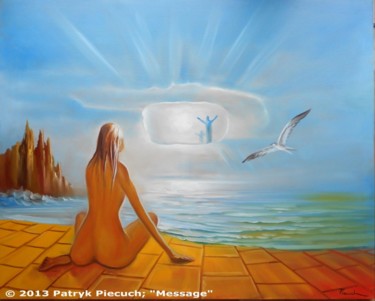 Painting titled ""Message"" by Patryk Piecuch, Original Artwork, Oil