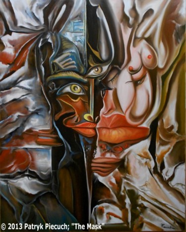 Painting titled ""The Mask"" by Patryk Piecuch, Original Artwork, Oil