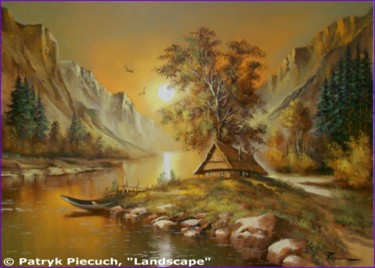 Painting titled ""landscape"" by Patryk Piecuch, Original Artwork, Oil