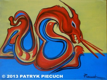 Painting titled "dragon" by Patryk Piecuch, Original Artwork, Oil
