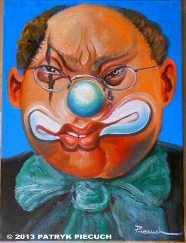 Painting titled "Clown" by Patryk Piecuch, Original Artwork, Oil