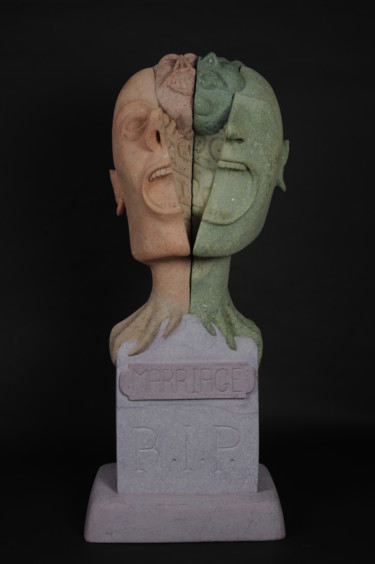 Sculpture titled "MARRIAGE, GOOD or E…" by Piem Dit Socco, Original Artwork, Paper maché