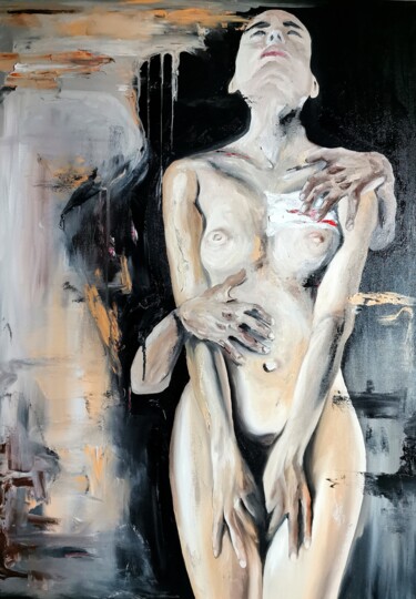 Pintura titulada "La ferita" por Pier Bertig, Obra de arte original, Oleo Montado en Bastidor de camilla de madera