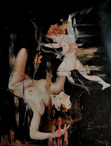 Ζωγραφική με τίτλο "Amore a prima vista" από Pier Bertig, Αυθεντικά έργα τέχνης, Λάδι Τοποθετήθηκε στο Ξύλινο φορείο σκελετό