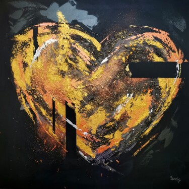 Painting titled "Cuore d'oro" by Pier Bertig, Original Artwork, Acrylic Mounted on Wood Stretcher frame