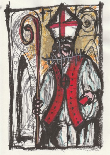 Painting titled "The bishop" by Pierangelo Rosati, Original Artwork, Ink