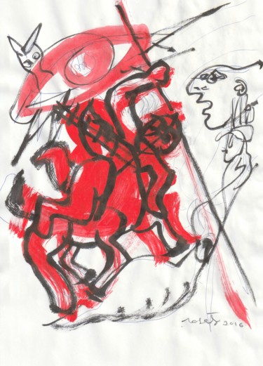 Peinture intitulée "Il drago" par Pierangelo Rosati, Œuvre d'art originale, Encre