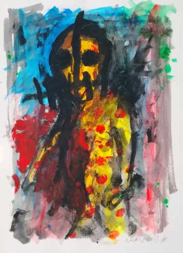 Картина под названием "Uomo leopardo" - Pierangelo Rosati, Подлинное произведение искусства, Темпера