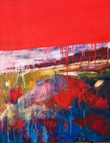 Pittura intitolato "fiume rosso - Copia…" da Piergiorgio Panelli, Opera d'arte originale