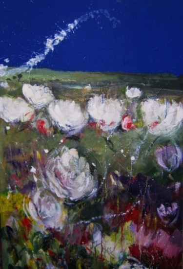 Pittura intitolato "fiori bianchi" da Piergiorgio Panelli, Opera d'arte originale