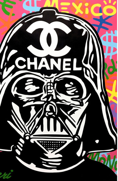 Painting titled "Darth Vader Chanel…" by Pieri Gallery (Pieri), Original Artwork, Acrylic Mounted on Wood Stretcher frame