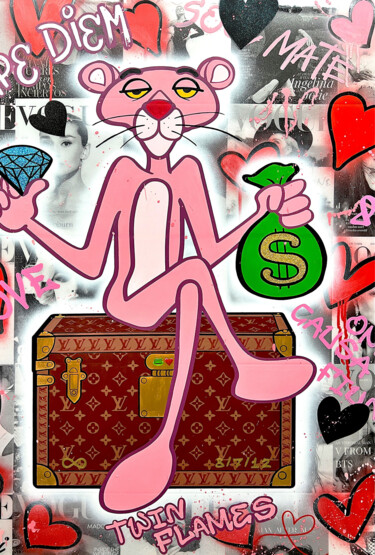 Картина под названием "Pink Panther Editio…" - Pieri Gallery (Pieri), Подлинное произведение искусства, Акрил Установлен на…