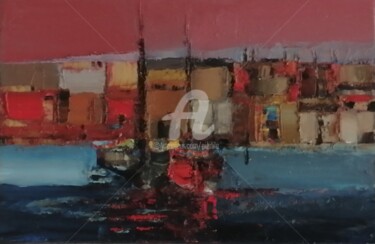 Peinture intitulée "Port rouge" par Pierre-Antoine Lépine, Œuvre d'art originale, Huile