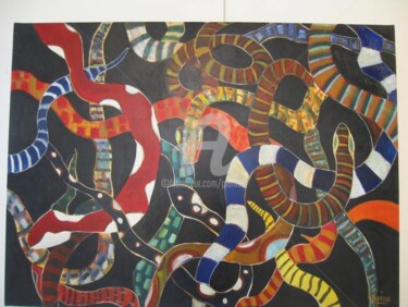 Peinture intitulée "Serpents, snakes" par Pierre-Antoine Lépine, Œuvre d'art originale, Huile
