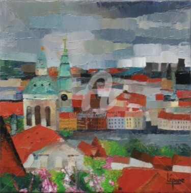 Painting titled "Praha,  Prague" by Pierre-Antoine Lépine, Original Artwork, Oil