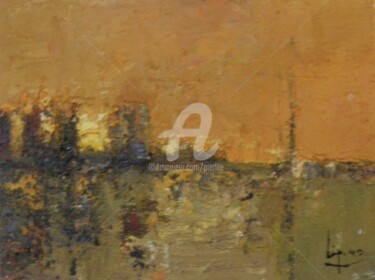 Peinture intitulée "Ville maritime au c…" par Pierre-Antoine Lépine, Œuvre d'art originale, Autre