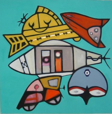 Painting titled "toys" by Pier Maurizio Greco, Original Artwork