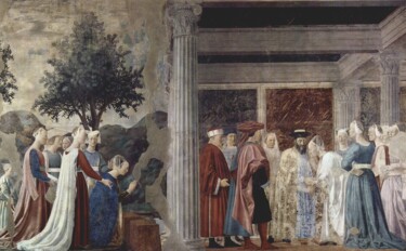 Pintura titulada "La reine de Saba de…" por Piero Della Francesca, Obra de arte original, Témpera