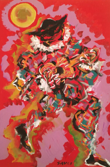 Pintura titulada "Arlecchino" por Piero Gauli, Obra de arte original, Témpera