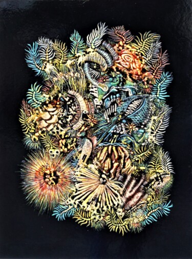 Malerei mit dem Titel "collage" von Piero Racchi, Original-Kunstwerk, Öl