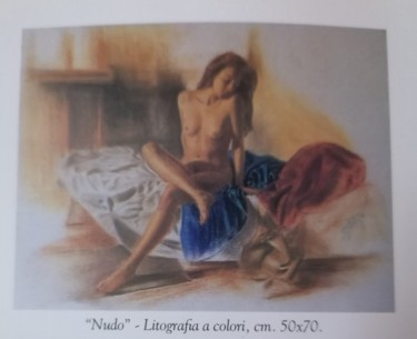 Painting titled "Modella in posa." by Piero Salustri, Original Artwork, Lithography