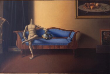 Peinture intitulée "Sala d'attesa" par Piero Salustri, Œuvre d'art originale, Huile
