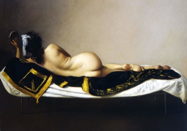 Pittura intitolato "Nudo disteso" da Piero Salustri, Opera d'arte originale, Olio