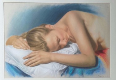 Pittura intitolato "Dormiente" da Piero Salustri, Opera d'arte originale, Pastello